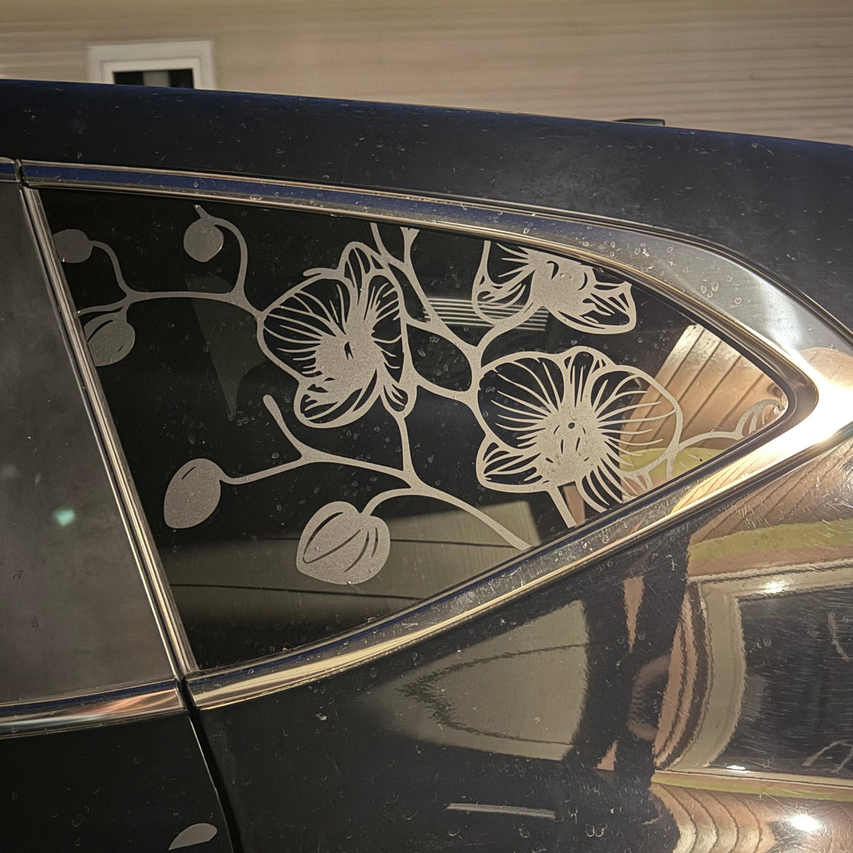 Orchid Flower Vinyl Decal: Rear Quarter Window, Car Sticker, Full Coverage