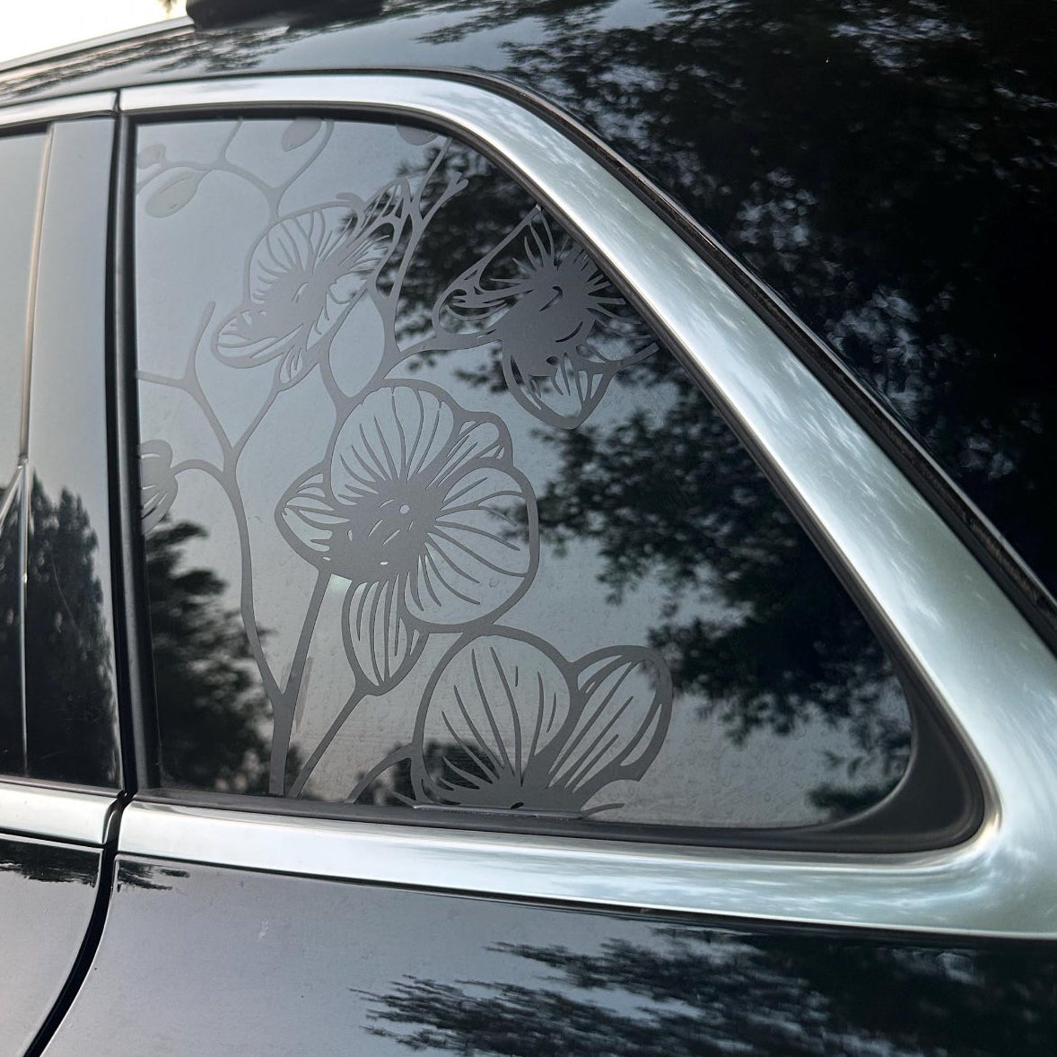 Orchid Flower Vinyl Decal: Rear Quarter Window, Car Sticker, Full Coverage