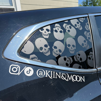 Skulls Vinyl Decal: Rear Quarter Window, Car Sticker, Full Coverage