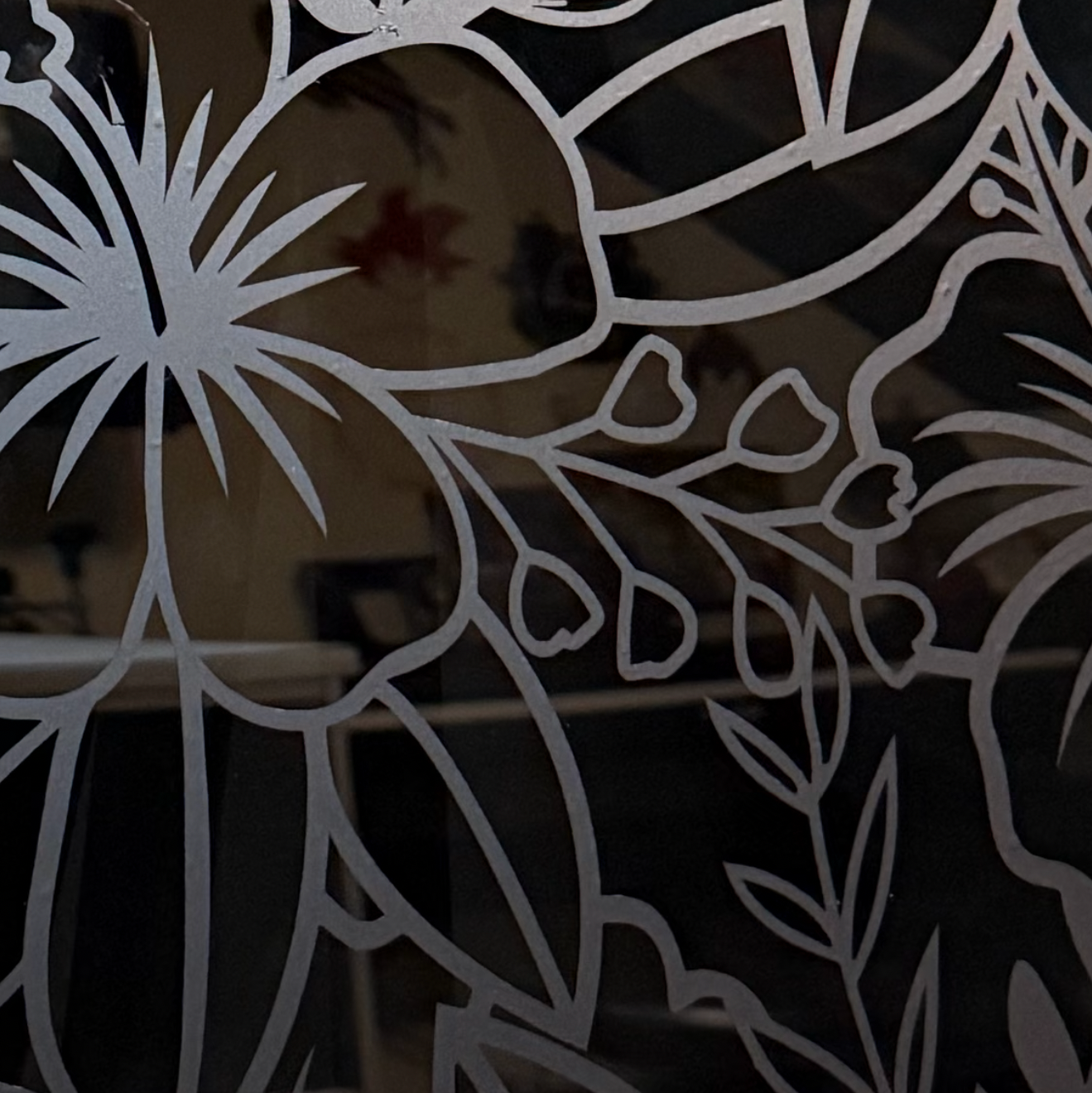 Hibiscus Vinyl Decal: Rear Quarter Window, Car Sticker, Full Coverage