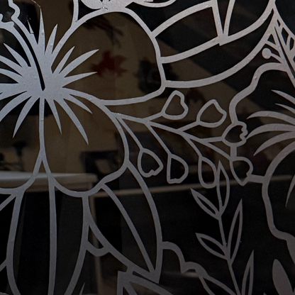 Hibiscus Vinyl Decal: Rear Quarter Window, Car Sticker, Full Coverage