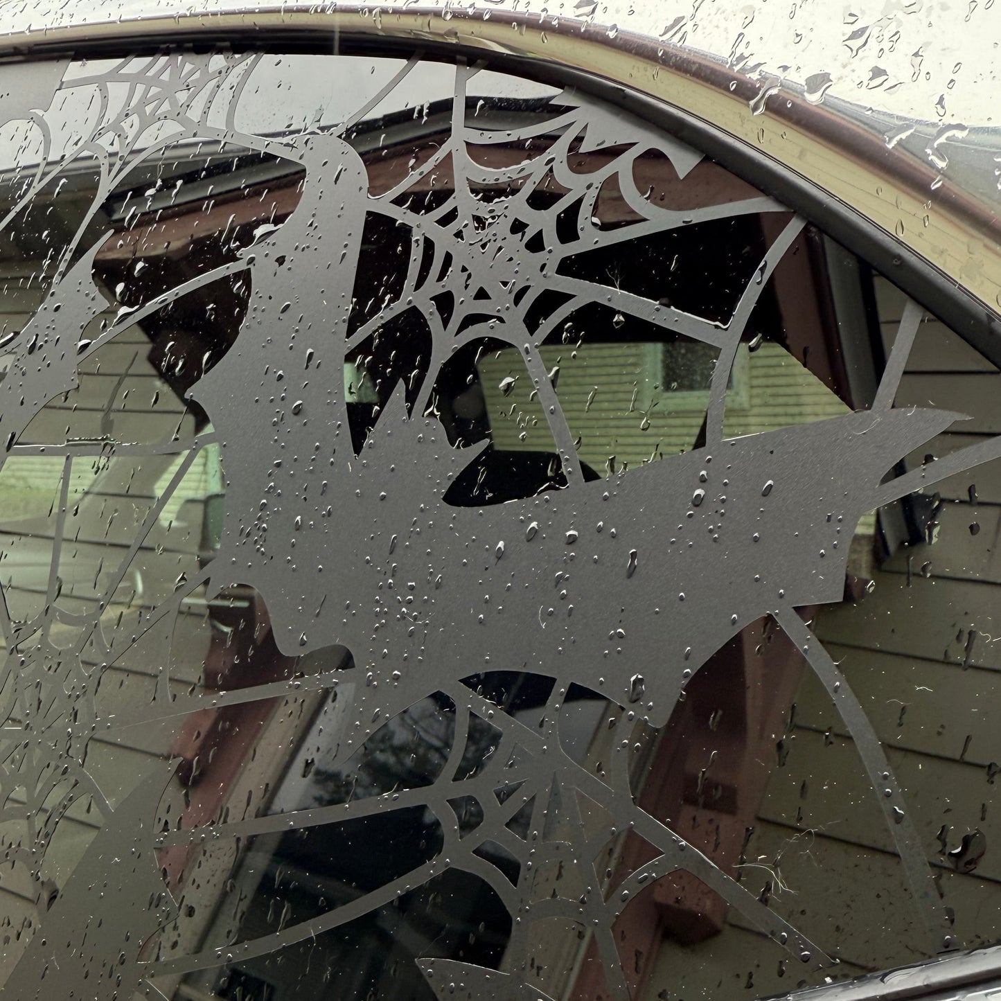 Bats and Spiderwebs Vinyl Decal: Rear Quarter Window, Car Sticker, Full Coverage