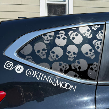 Skulls Vinyl Decal: Rear Quarter Window, Car Sticker, Full Coverage