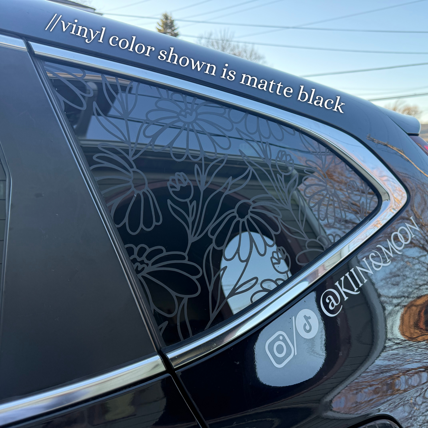 Daisies Vinyl Decal: Rear Quarter Window, Car Sticker, Full Coverage