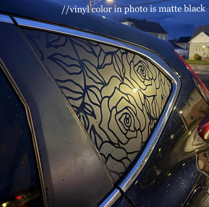 Roses Vinyl Decal: Rear Quarter Window, Car Sticker, Full Coverage