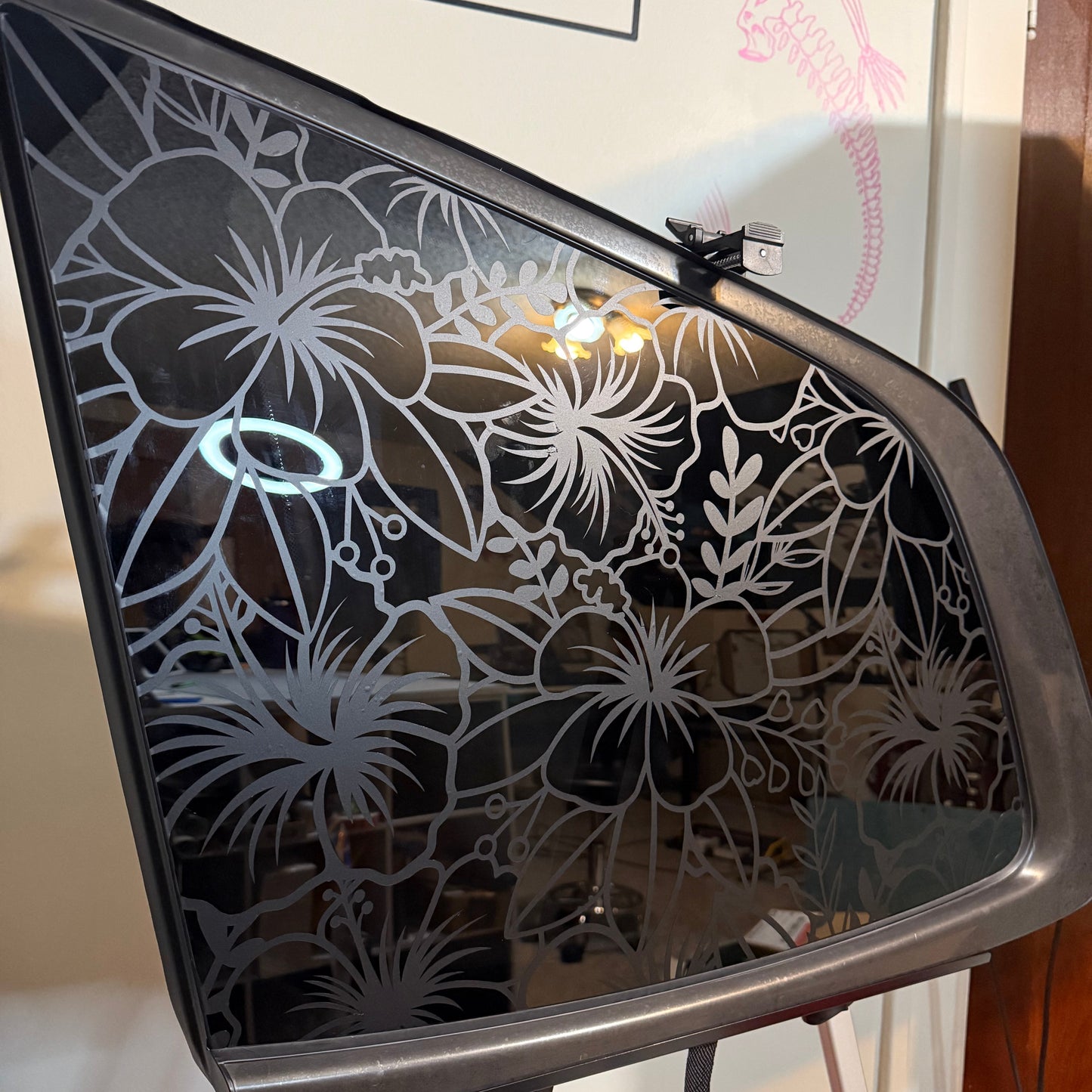 Hibiscus Vinyl Decal: Rear Quarter Window, Car Sticker, Full Coverage