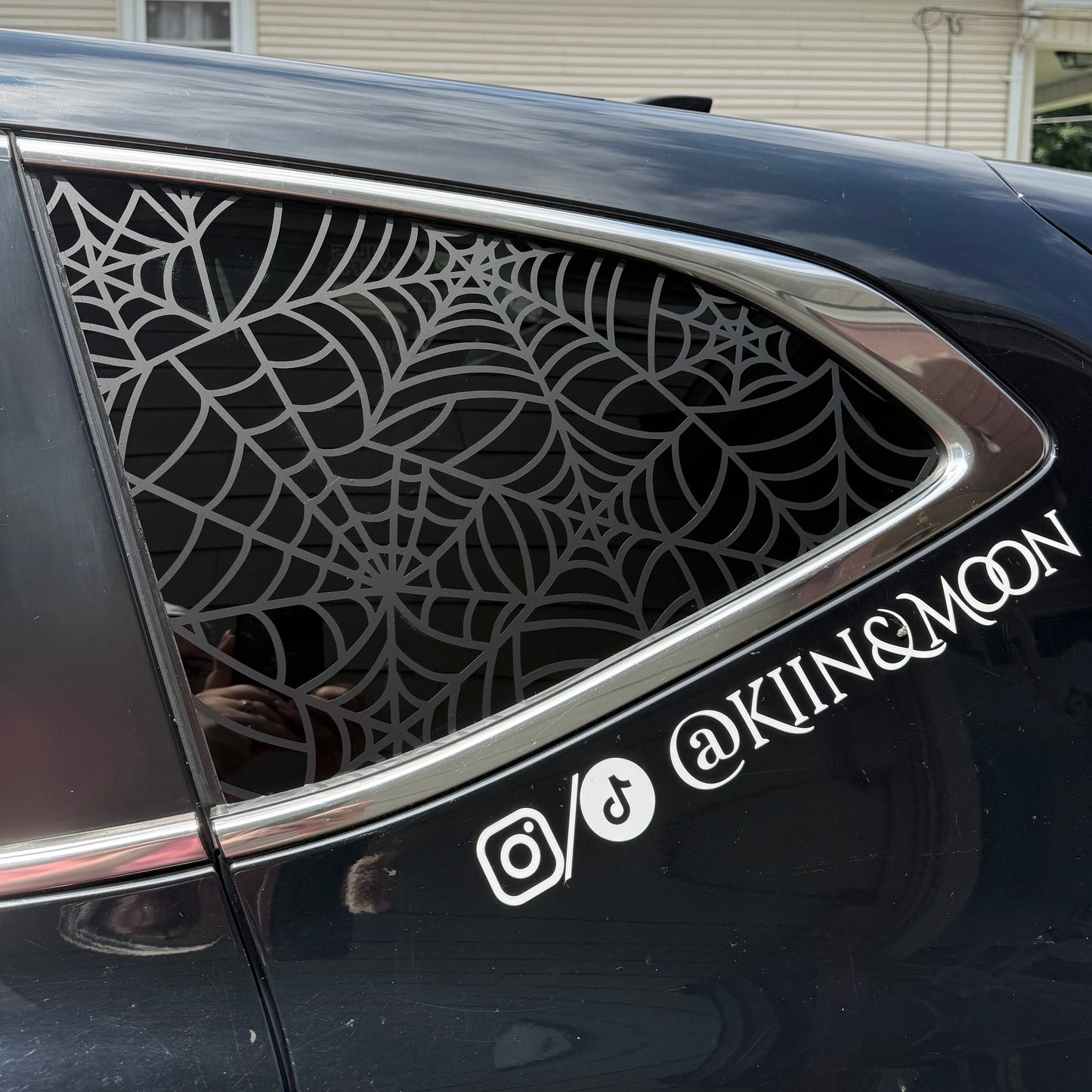 Spiderwebs Vinyl Decal: Rear Quarter Window, Car Sticker, Full Coverage
