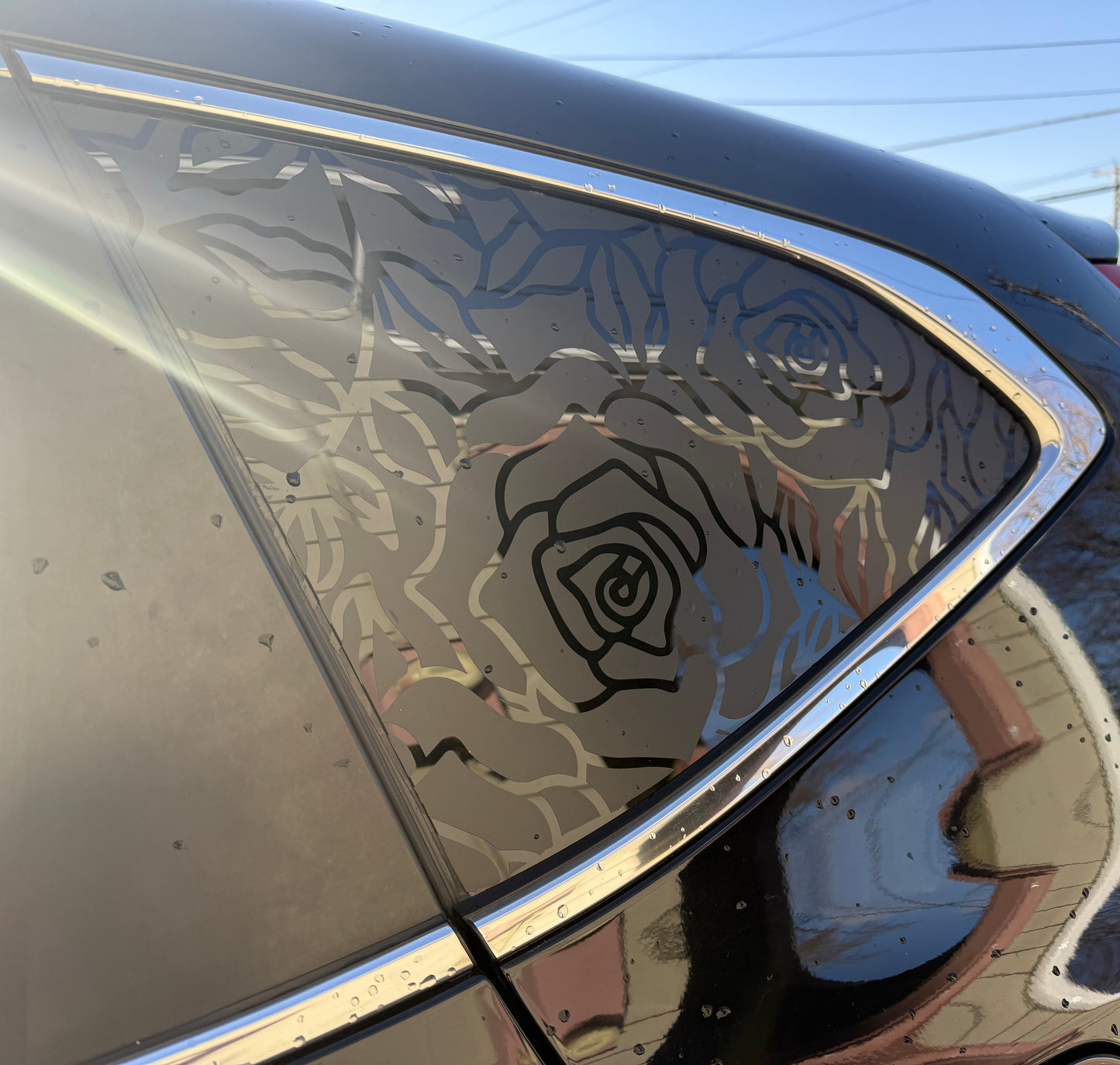// rose rear quarter window vinyl decal sheet
