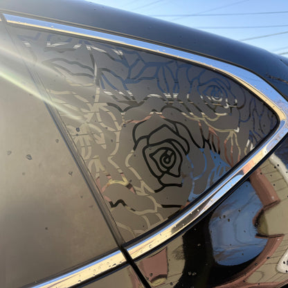 Roses Vinyl Decal: Rear Quarter Window, Car Sticker, Full Coverage