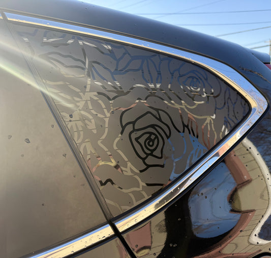 // rose rear quarter window vinyl decal sheet