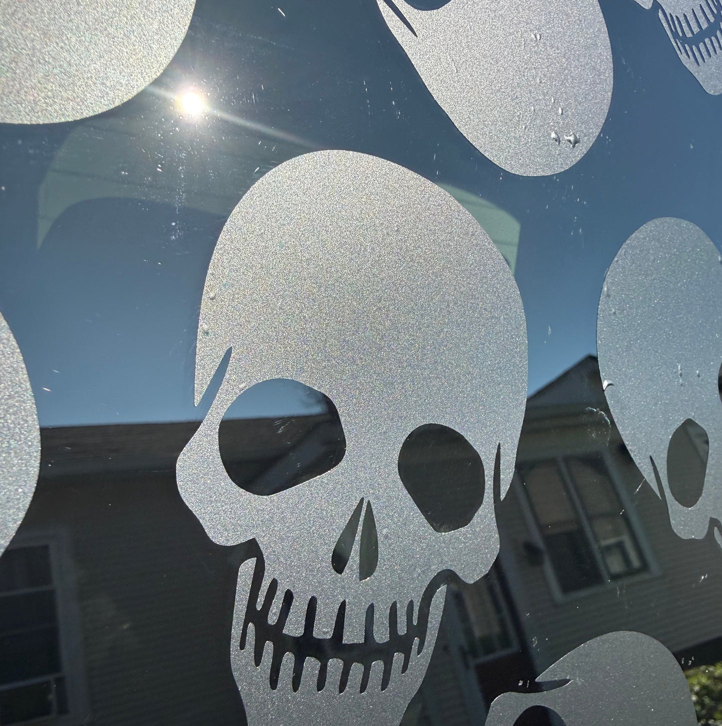 Skulls Vinyl Decal: Rear Quarter Window, Car Sticker, Full Coverage