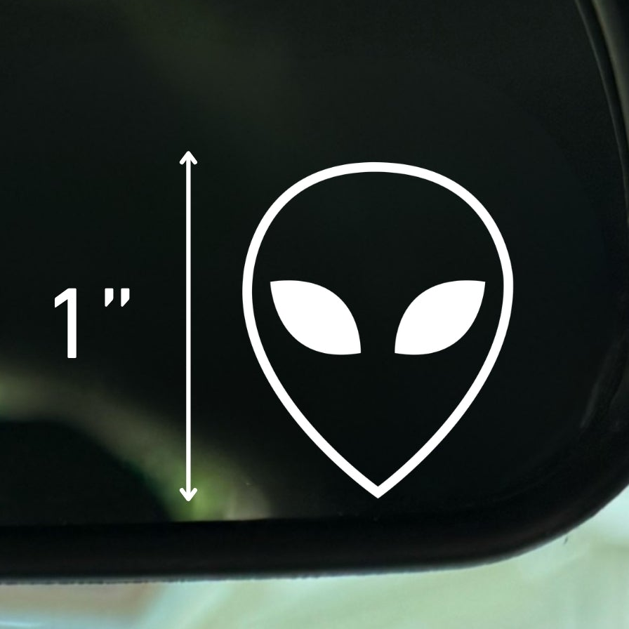 Alien Face Vinyl Decal: Rear View Mirror, Car Sticker