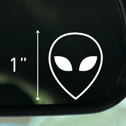 Alien Face Vinyl Decal: Rear View Mirror, Car Sticker