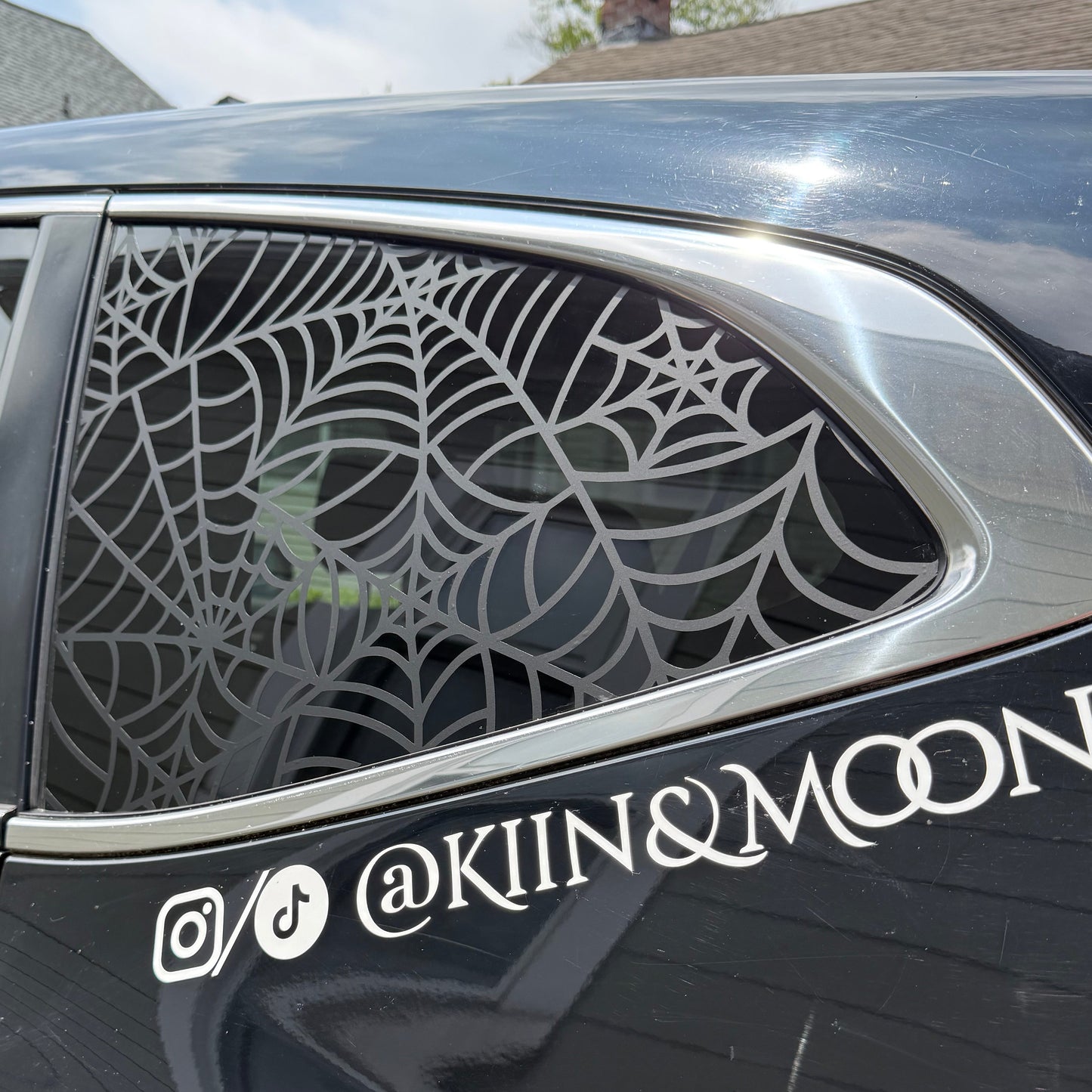 Spiderwebs Vinyl Decal: Rear Quarter Window, Car Sticker, Full Coverage