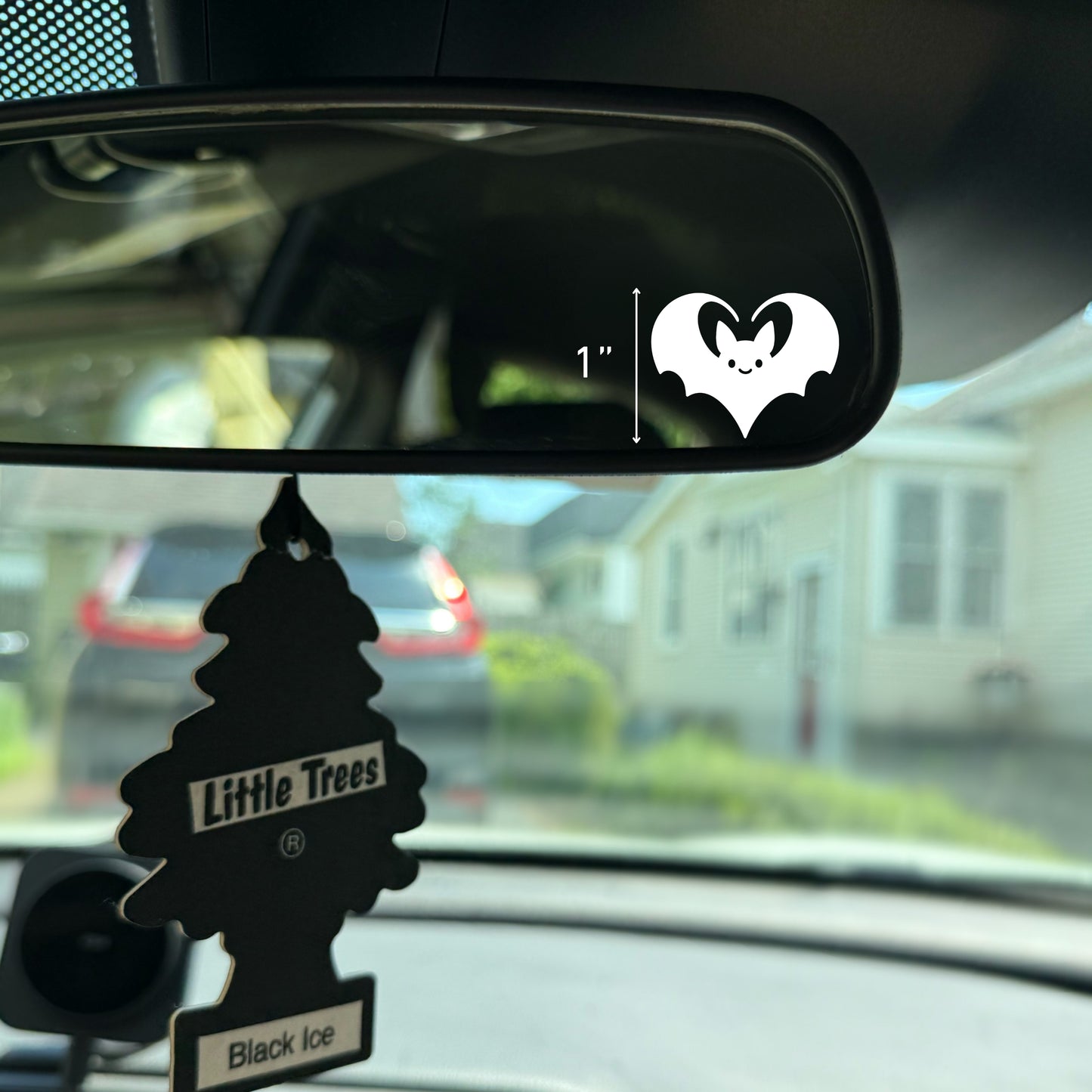 Heart Bat Vinyl Decal: Rear View Mirror, Car Sticker