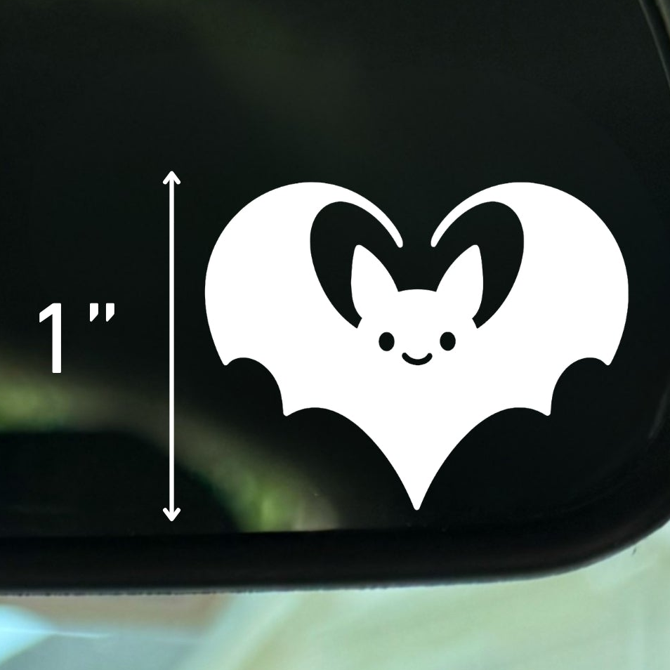 Heart Bat Vinyl Decal: Rear View Mirror, Car Sticker