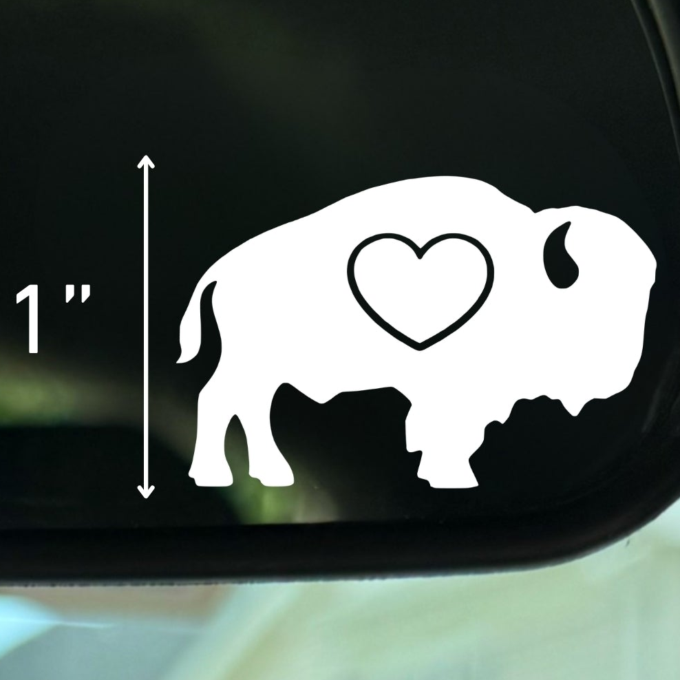 Buffalo Heart Vinyl Decal: Rear View Mirror, Car Sticker