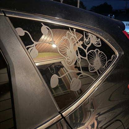 Orchid Flower Vinyl Decal: Rear Quarter Window, Car Sticker, Full Coverage