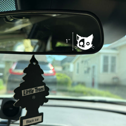 Cat Heart Skull Vinyl Decal: Rear View Mirror, Car Sticker