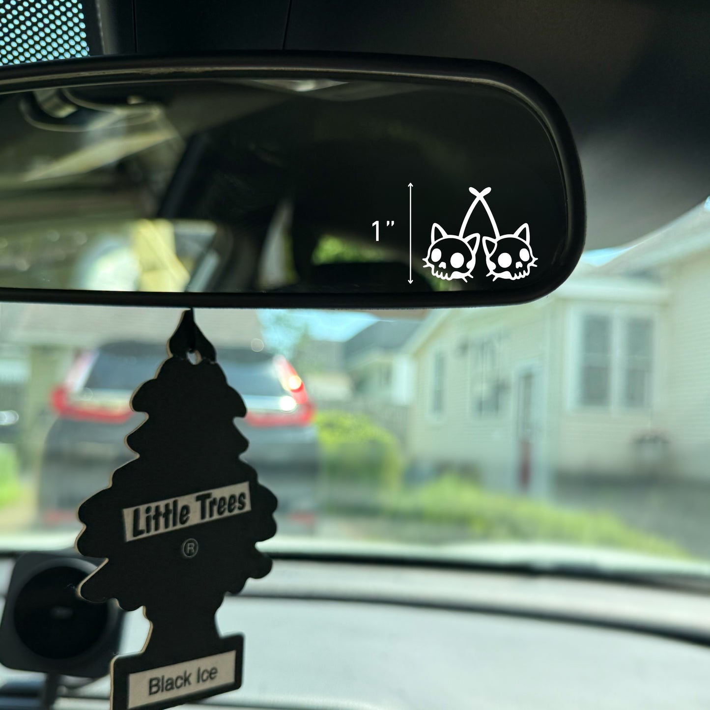 Cat Skull Cherries Vinyl Decal: Rear View Mirror, Car Sticker
