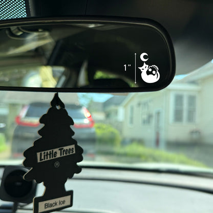 Cat Skull Moon Vinyl Decal: Rear View Mirror, Car Sticker