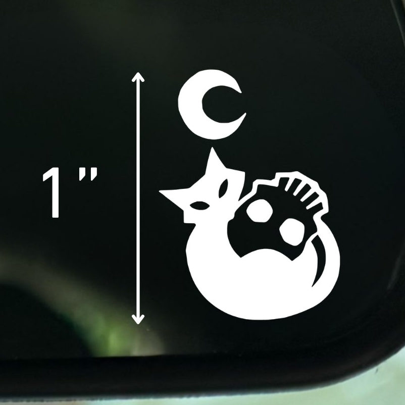 Cat Skull Moon Vinyl Decal: Rear View Mirror, Car Sticker