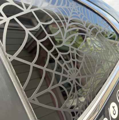 Spiderwebs Vinyl Decal: Rear Quarter Window, Car Sticker, Full Coverage