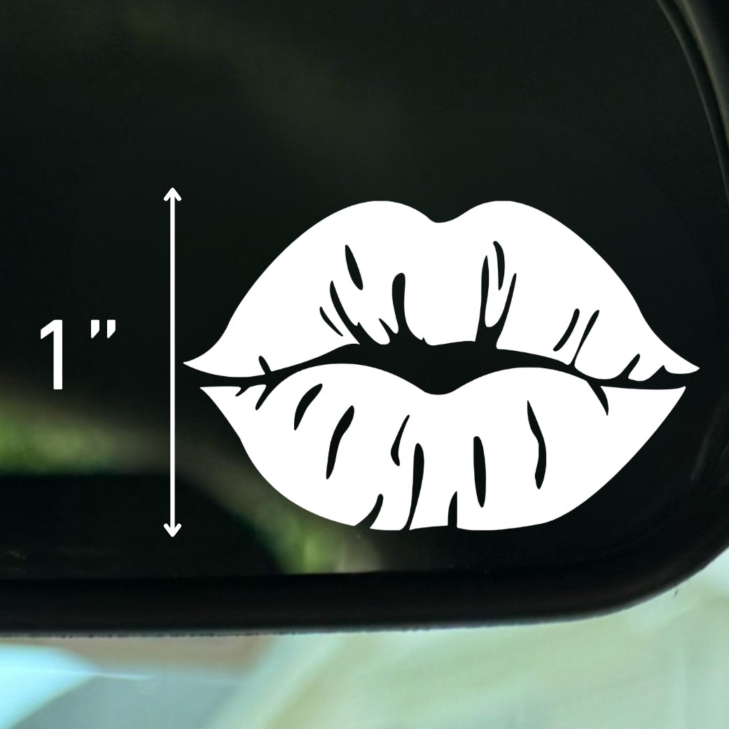 Kissing Lips Vinyl Decal: Rear View Mirror, Car Sticker