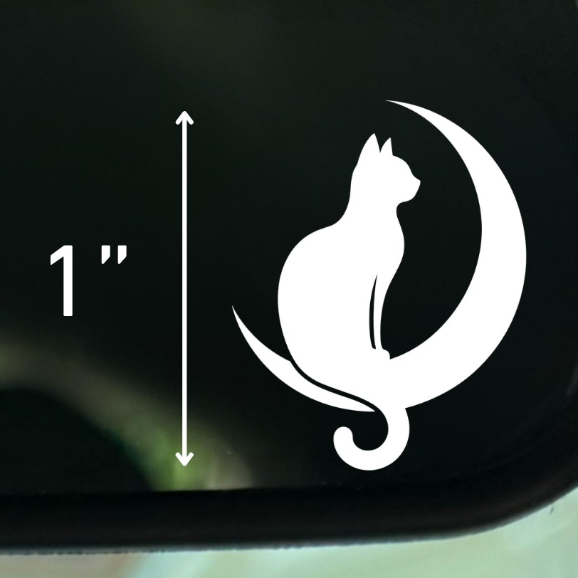 Moon Cat Vinyl Decal: Rear View Mirror, Car Sticker