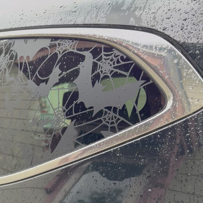 Bats and Spiderwebs Vinyl Decal: Rear Quarter Window, Car Sticker, Full Coverage
