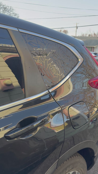 Roses Vinyl Decal: Rear Quarter Window, Car Sticker, Full Coverage