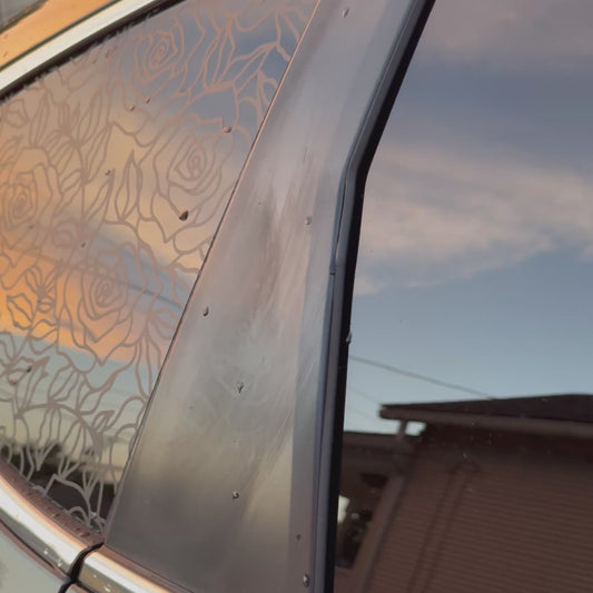 Roses Vinyl Decal: Rear Quarter Window, Car Sticker, Full Coverage