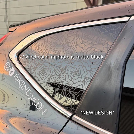 Roses Vinyl Decal: Rear Quarter Window, Car Sticker, Full Coverage